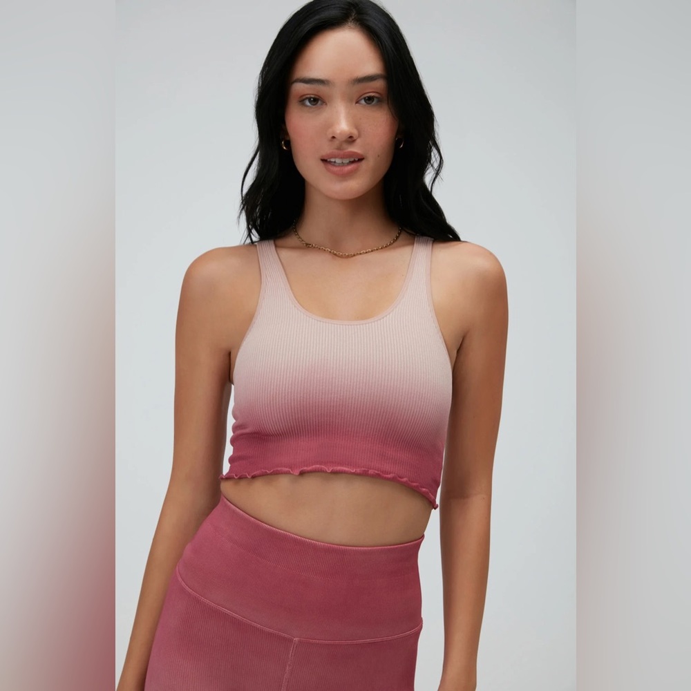 Spiritual Gangster Amor Tie Die Crop Tank in Pink